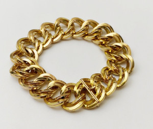Modern Wide 14Kt Yellow Gold Link Bracelet