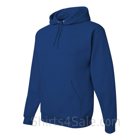 Blue hooded sweatshirt side view