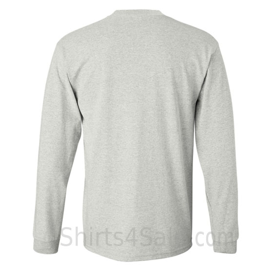light gray cotton long sleeve mens tee shirt back view