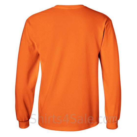 orange cotton long sleeve mens tee shirt back view
