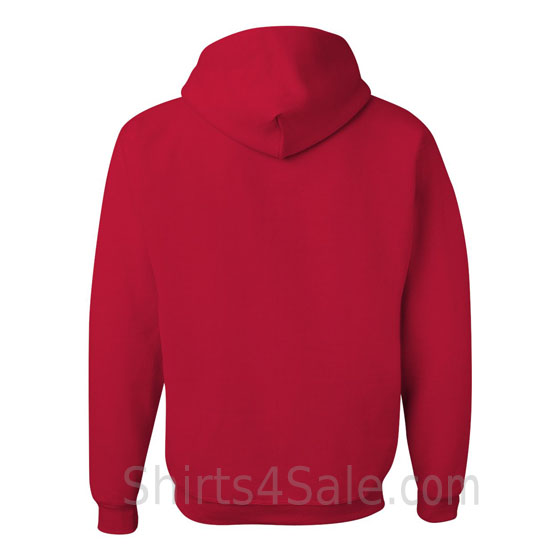 Red hooded sweatshirt back view