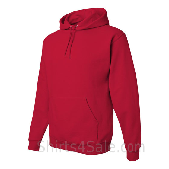 Red hooded sweatshirt side view