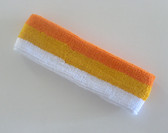 Orange golden yellow white stripe terry sport headband