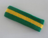 Green yellow green stripe terry sport headband for sweat