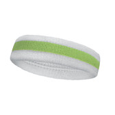 White apple-green white stripe terry tennis headband for sweat