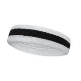White black white stripe terry tennis headband for sweat
