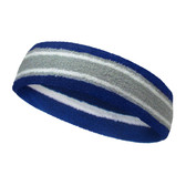 Blue silver light gray with white lines basketball headband pro