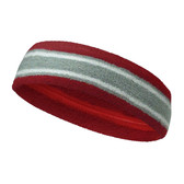 Dark Red silver light gray with white lines basketball headband