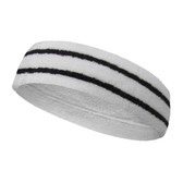 White basketball headband pro with 2 black stripes