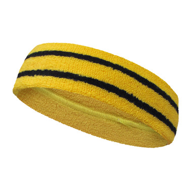 Yellow basketball headband pro with 2 black stripes