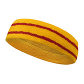 Golden Yellow basketball headband pro with 2 red stripes
