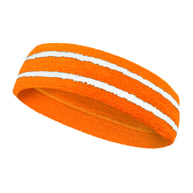 Orange basketball headband pro with 2 white stripes