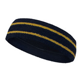 Navy basketball headband pro with 2 gold stripes
