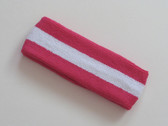 Hot pink white hot-pink striped terry sport headband for sweat