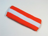 Dark orange white dark-orange striped terry sport headband