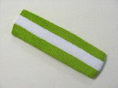Lime green white lime green striped terry sport headband for sweat