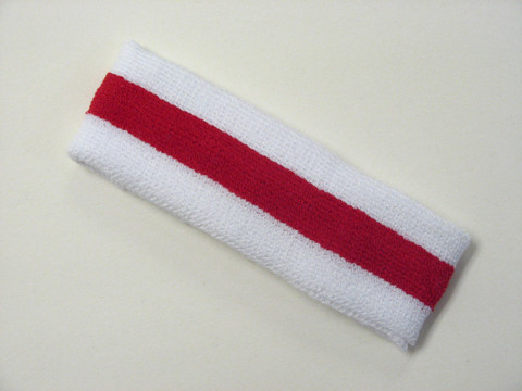 Sweatband Striped White Red Narrow 