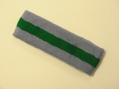 Steel blue green steel-blue striped terry sport headband for sweat