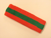 Dark orange green dark-orange striped terry sport headband for s