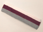 Silver purple white striped headband sports pro