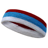 White sky blue red striped headband sports pro