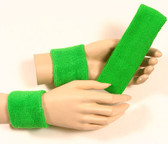 Bright green headband wristband set for sports sweat