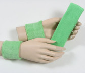 Pale green headband wristband set for sports sweat