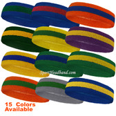 Couver Premium Quality 2 Colored Striped Terry Cloth Sport Headband(Many Colors)