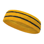 Golden yellow basketball headband pro with 2 black stripes