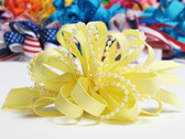 Light yellow pearl bead strings hair bow w french clip