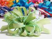 Pale green pearl bead strings hair bow w french clip