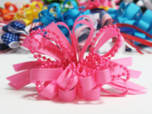 Pink pearl bead strings hair bow w french clip