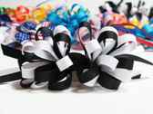 Black and white hair bow grosgrain ribbon w french clip