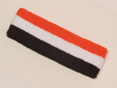 Orange white brown striped sports sweat headband