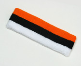 Orange black white striped sports sweat headband