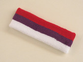 Red purple white 3color striped headband for sports