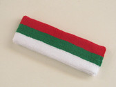 Red green white 3color striped headband for sports
