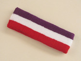Purple white red 3color striped headband for sports