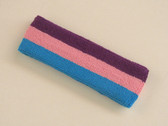 Purple pink sky blue3color striped headband for sports