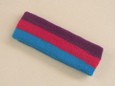 Purple hot pink sky blue 3color striped headband for sports