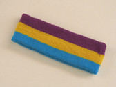 Purple golden yellow skyblue 3color striped headband for sports