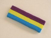 Purple bright yellow skyblue 3color striped headband for sports