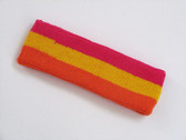 Hot pink golden yellow dark orage 3color striped headband for sp