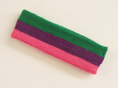 Green purple bright pink 3color striped headband for sports