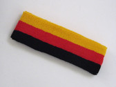 Golden yellow red black 3color striped headband for sports
