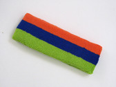 Dark orange blue lime green 3color striped headband for sports