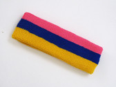 Bright pink blue golden yellow 3color striped headband for sport