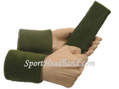 Olive army green sports sweat headband 4inch wristbands set