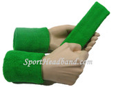 Bright green sports sweat headband 4inch wristbands set