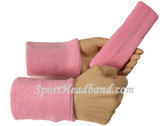 Light pink sports sweat headband 4inch wristbands set